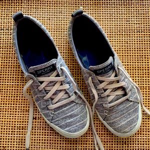Sperry Topsider Grey and White Lace-Up Sneakers.
